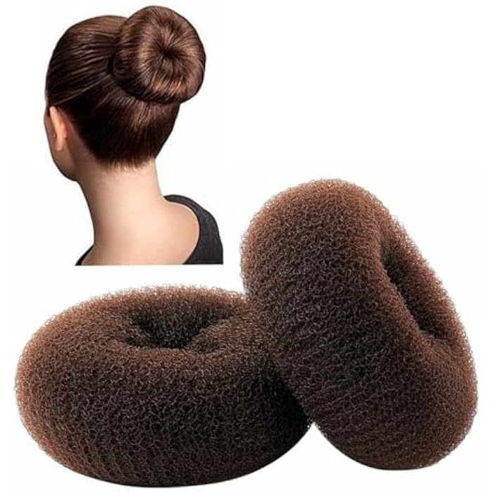 CLOTHOBEAUTY 2-Piece Extra Large Size Hair Bun Donut Maker, Ring Style Chignon Buns Maker (4.3 in. For Thick & Long Hair) - Brown - Image 1